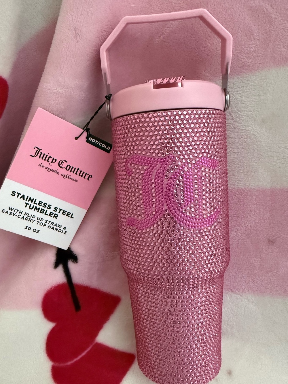NWT Juicy Couture Pink Crystal Stainless Steel Tumbler - 30 oz